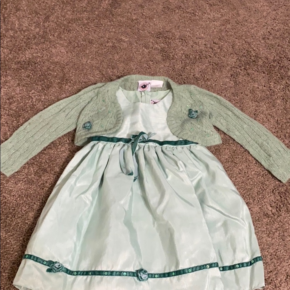 Mint green dress with sweater